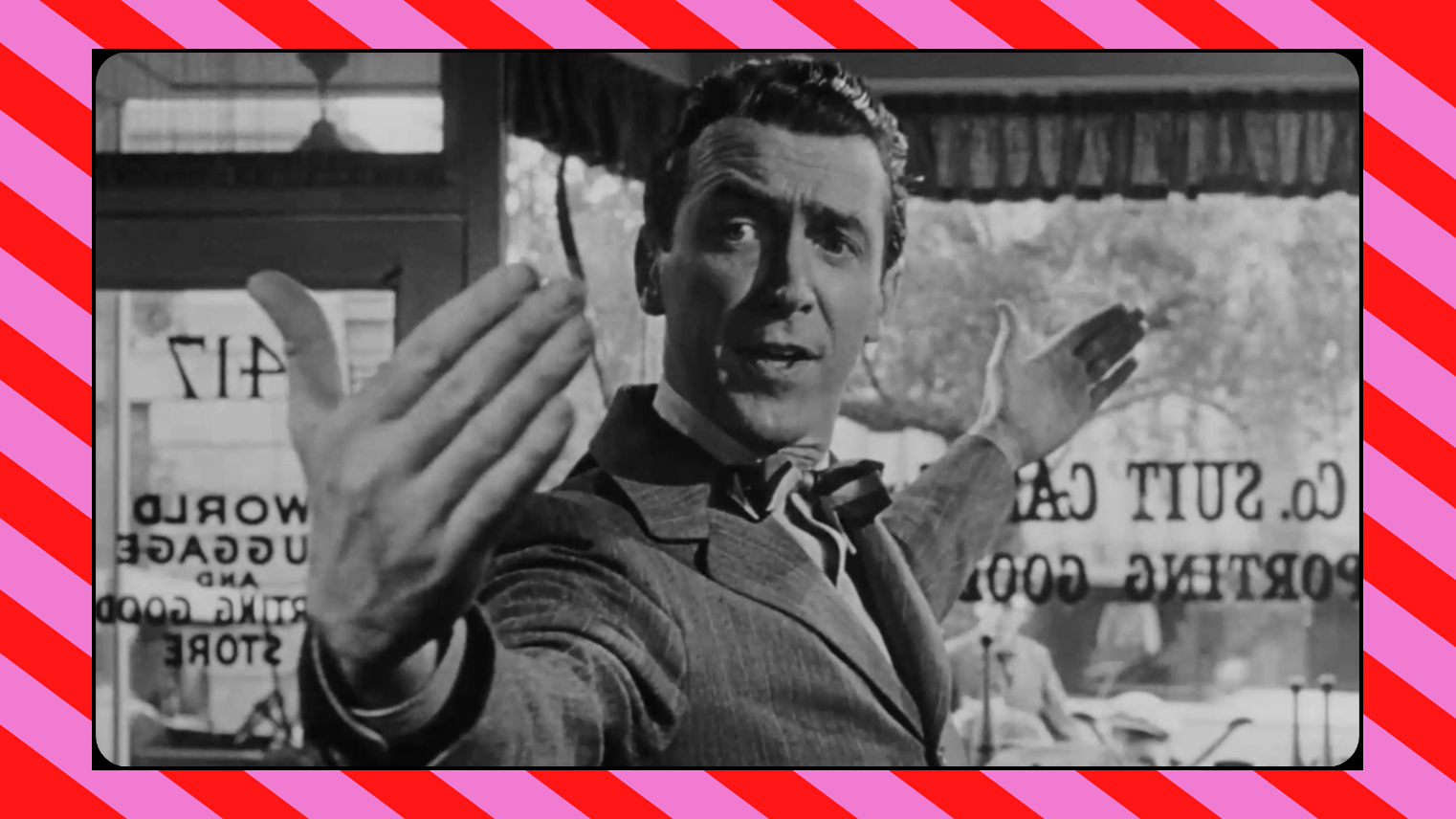 It's a Wonderful Life - Jimmy Stewart with his arms spread open wide