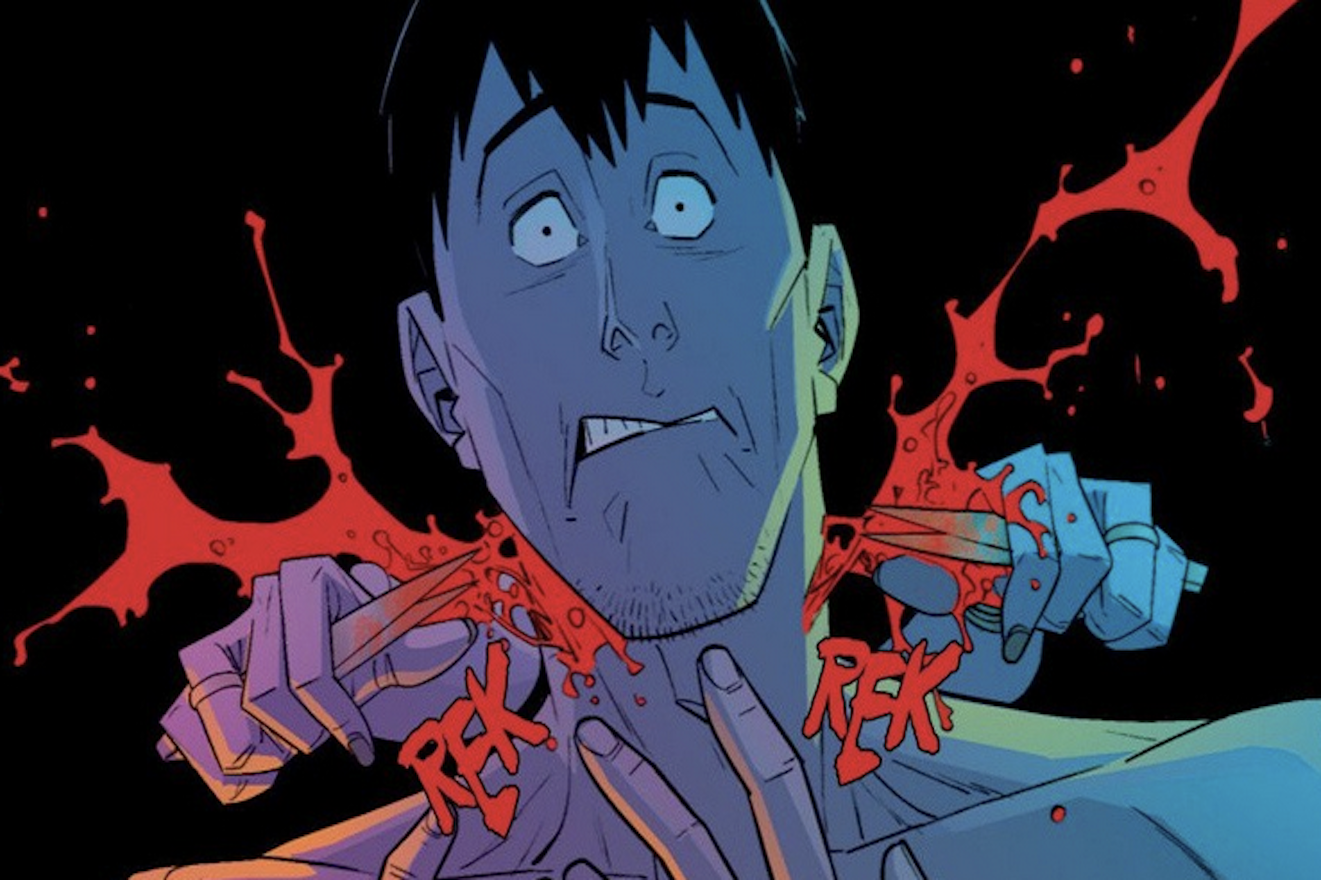 Art from I Was A Fashion School Serial Killer where a dude gets GOT