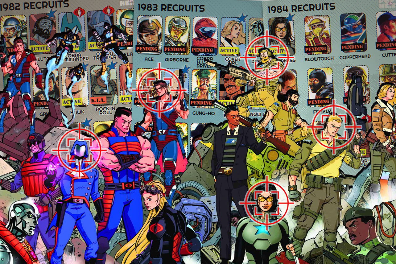 GI Joes in front of guide book pages