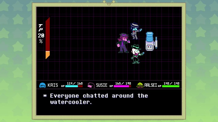 8-bit people around watercooler