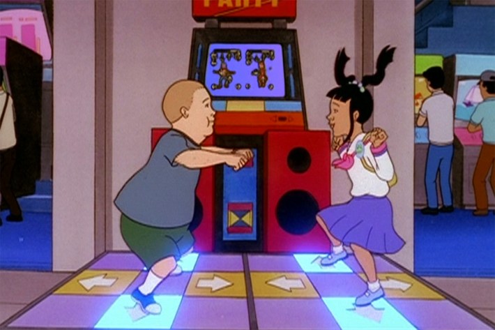 Bobby doing Dance Dance Revolution