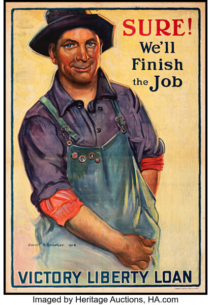 An illustration of a man in overalls and a hat reaching into his pocket with the headline "Sure! We'll finish the job."