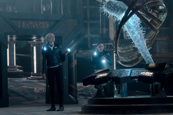 L to R Jess Bush as Chapel and Christina Chong as Laían in season 3 , Episode 5 of Strange New Worlds streaming on Paramount+.