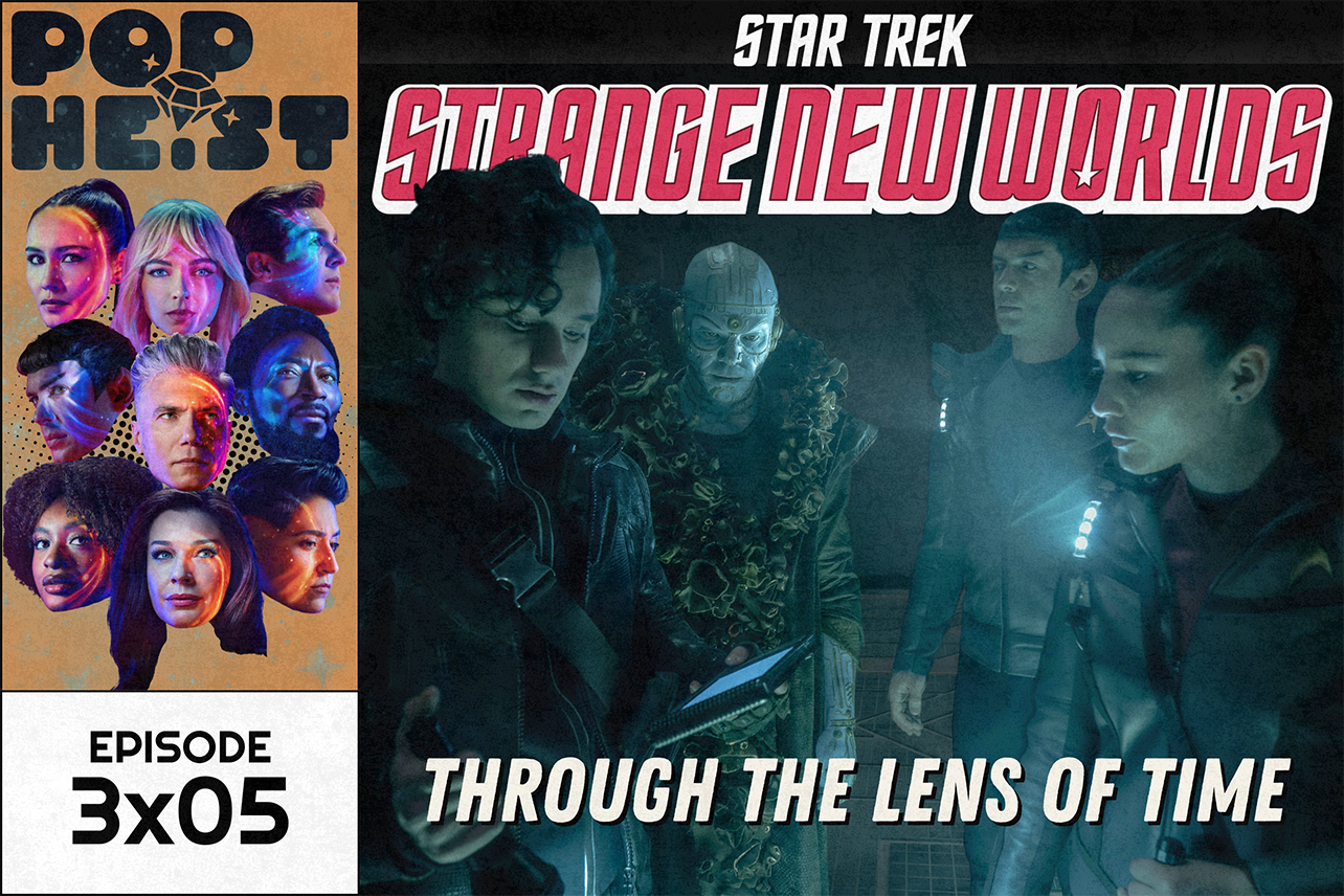 Cast of Star Trek, away team in temple