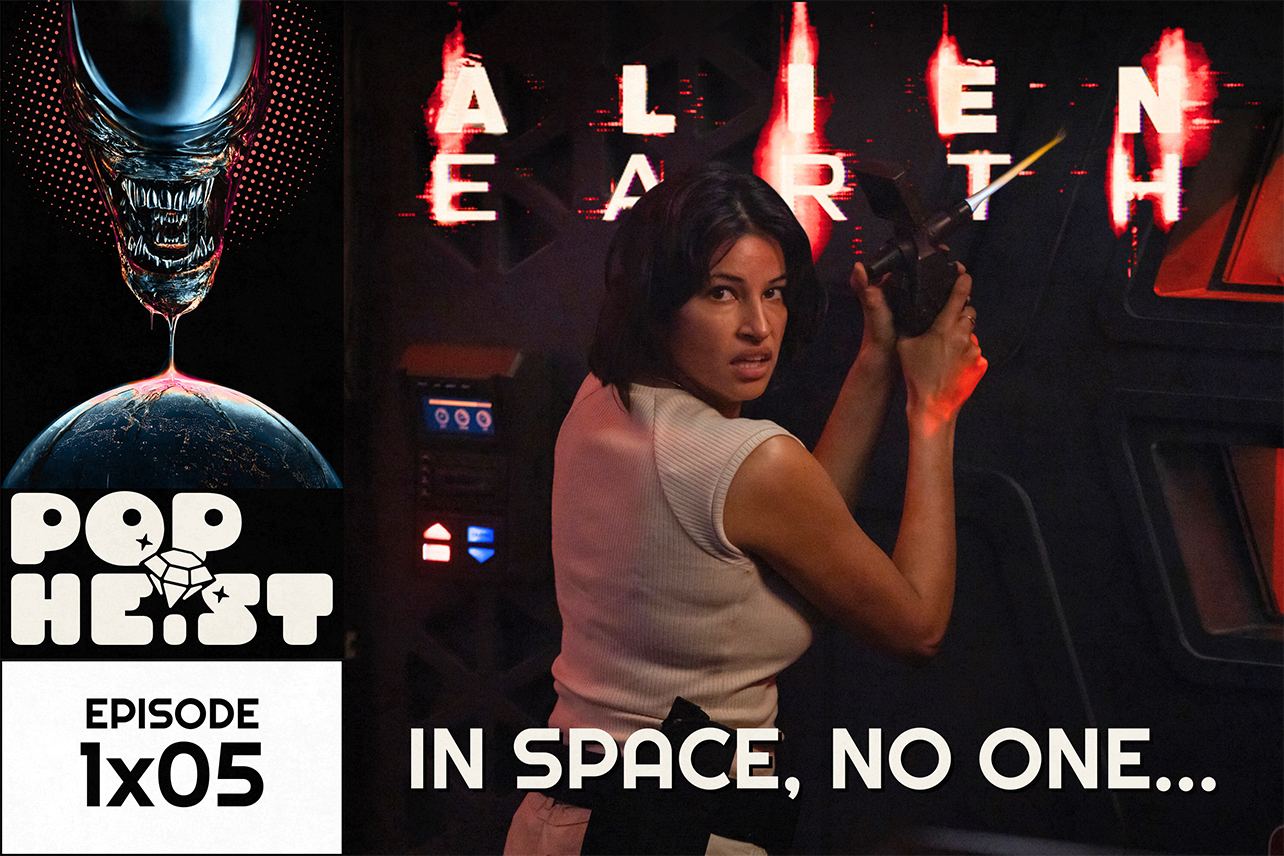 Zaveri with blowtorch at spaceship door