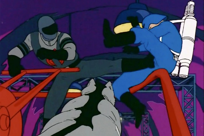 Snake Eyes kicking jetpack troop