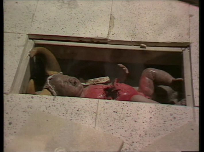 Dead baby with horns