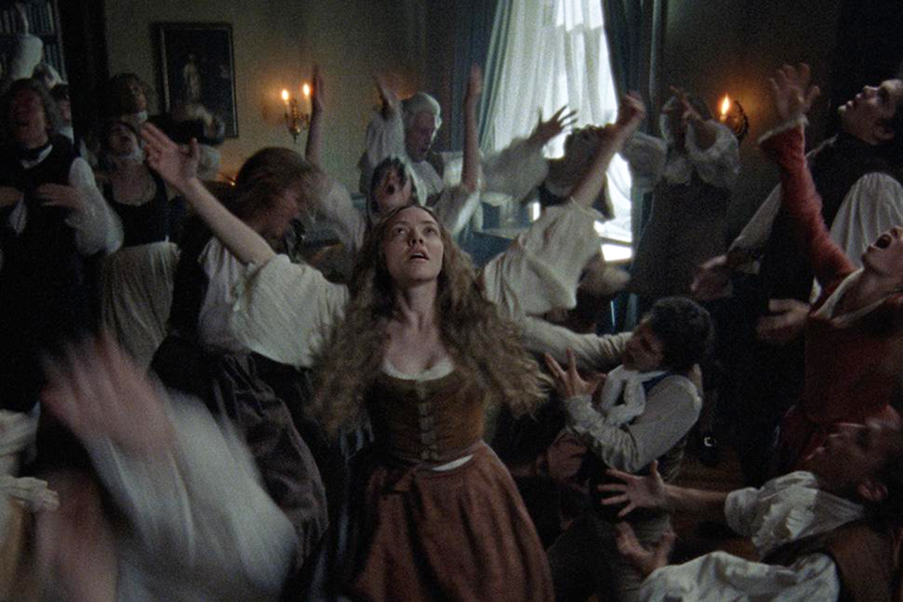 Amanda Seyfried in middle of Shaker ritual
