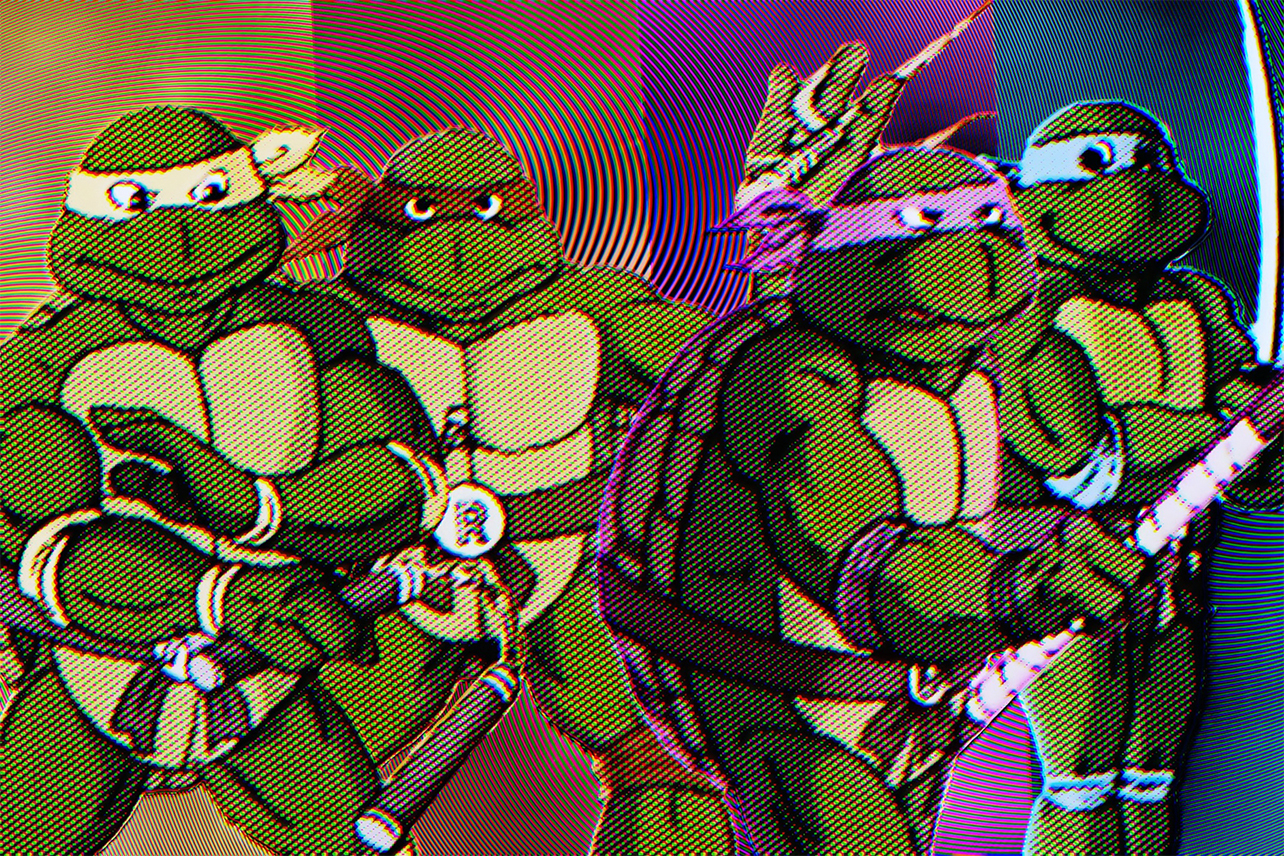 Turtles in front of colors