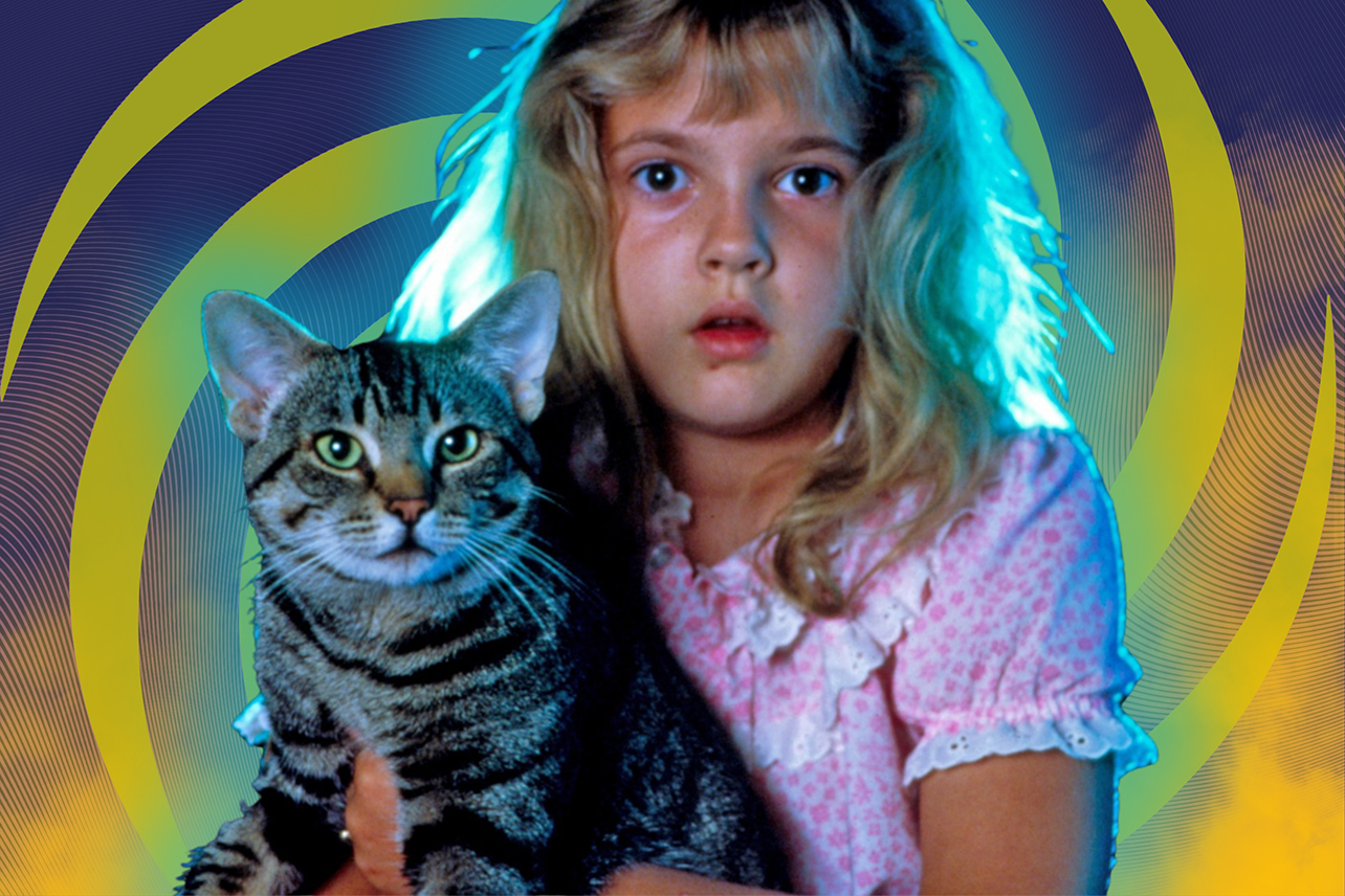 Drew Barrymore and General, a good cat.