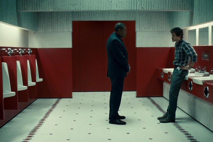 Crawford, Graham in bathroom