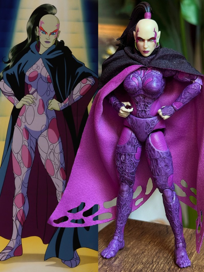 Pythona in movie and figure, side by side
