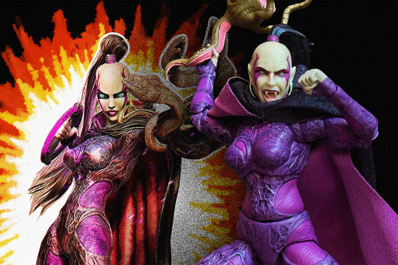 Pythona figure in front of illustration