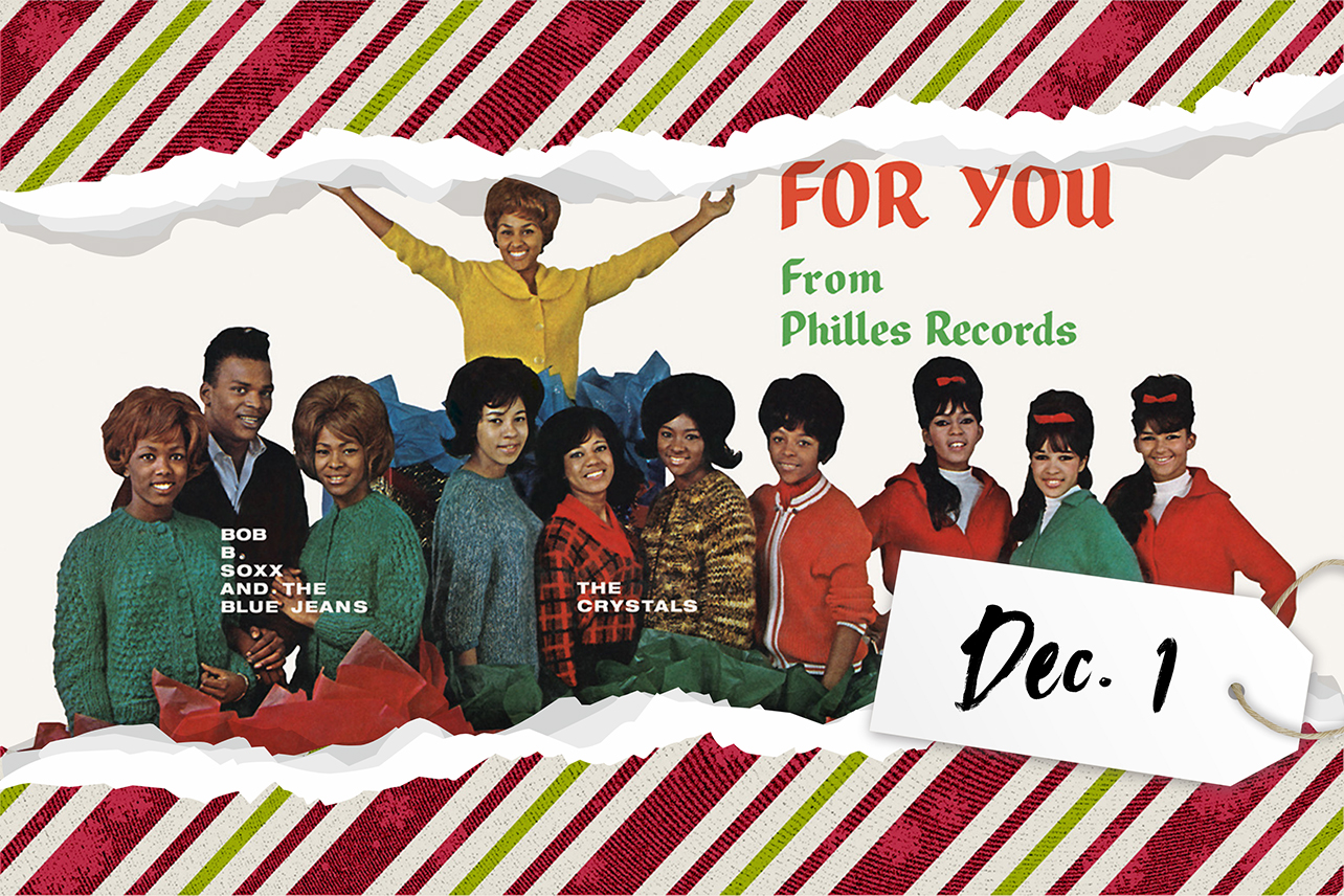 Christmas gift ripped open revealing Phil Spector Christmas Album