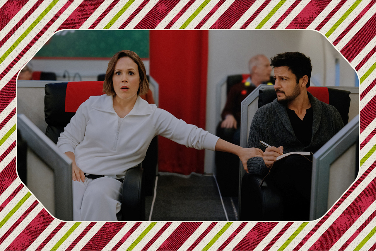 Erin Krakow grabbing Tyler Hynes by arm