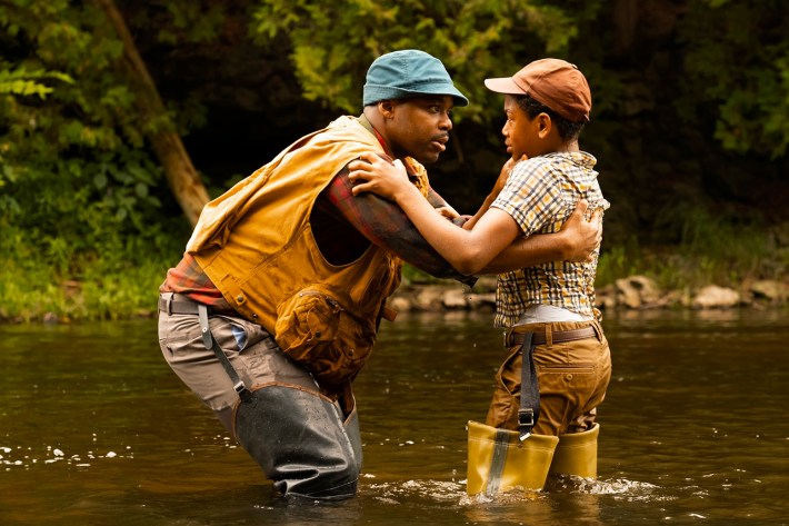 Father saving son from drowning