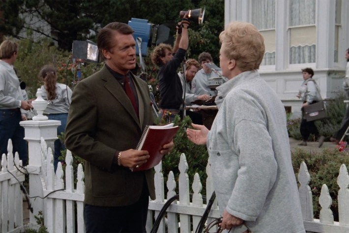 Jessica with reporters in garden