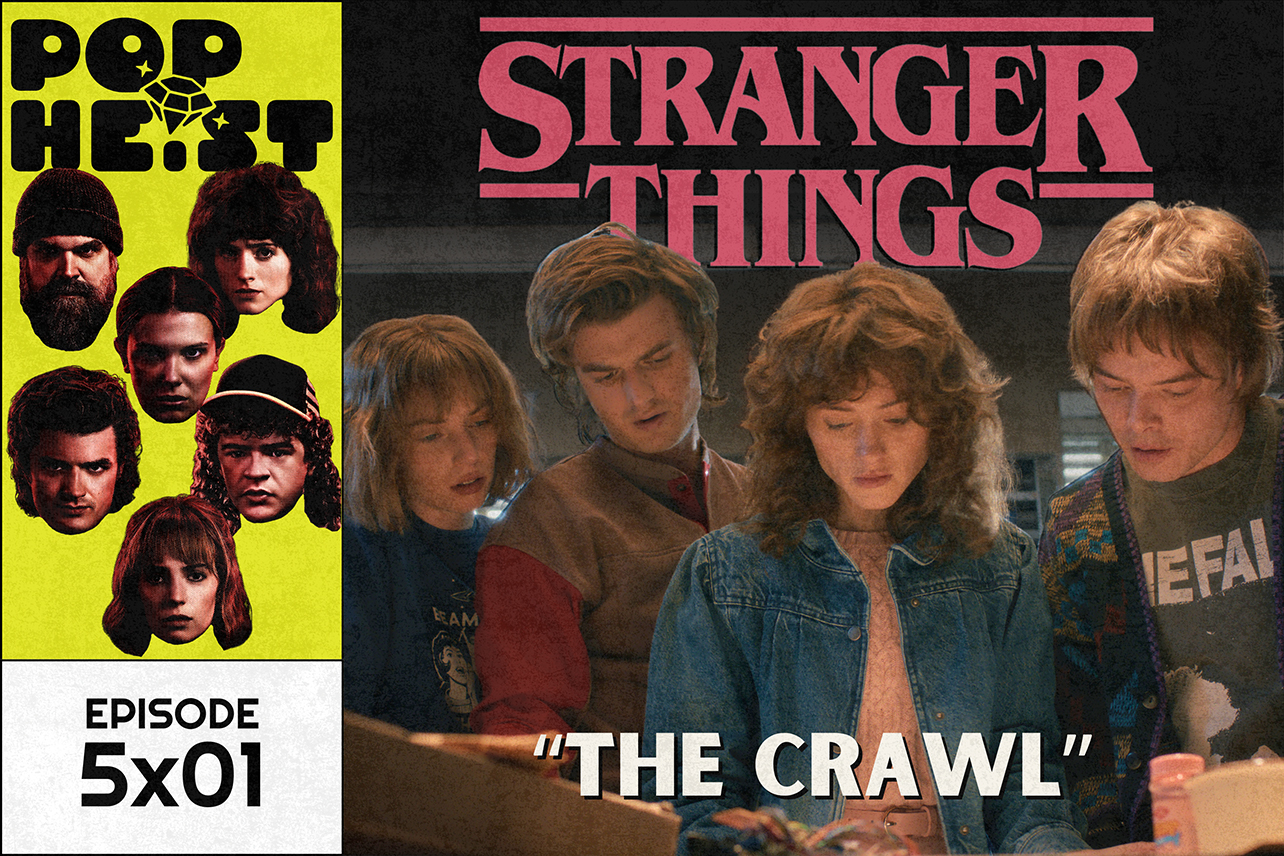 Stranger Things teens looking down at plan