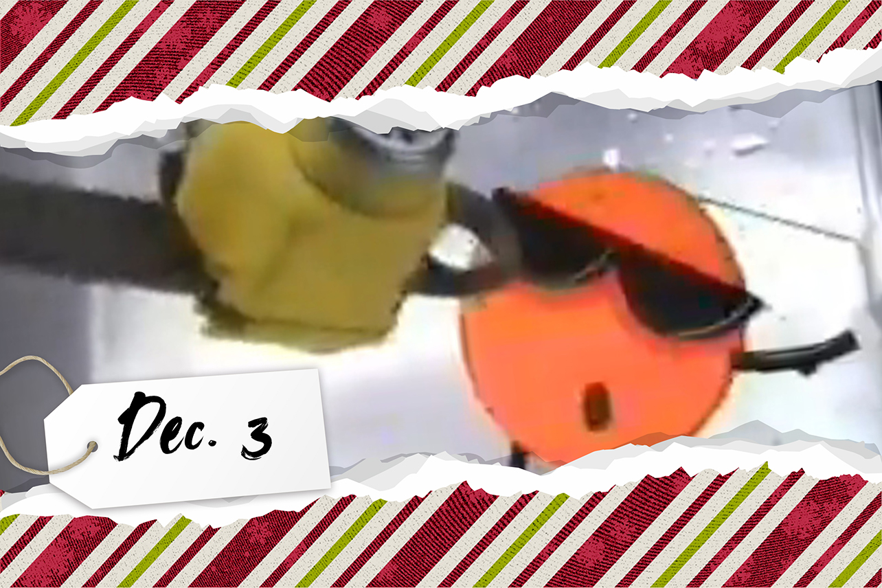 7Up dot with chainsaw