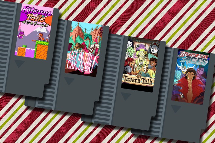 Stack of mock video game cartridges