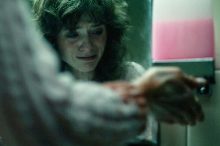 Nancy washing blood out