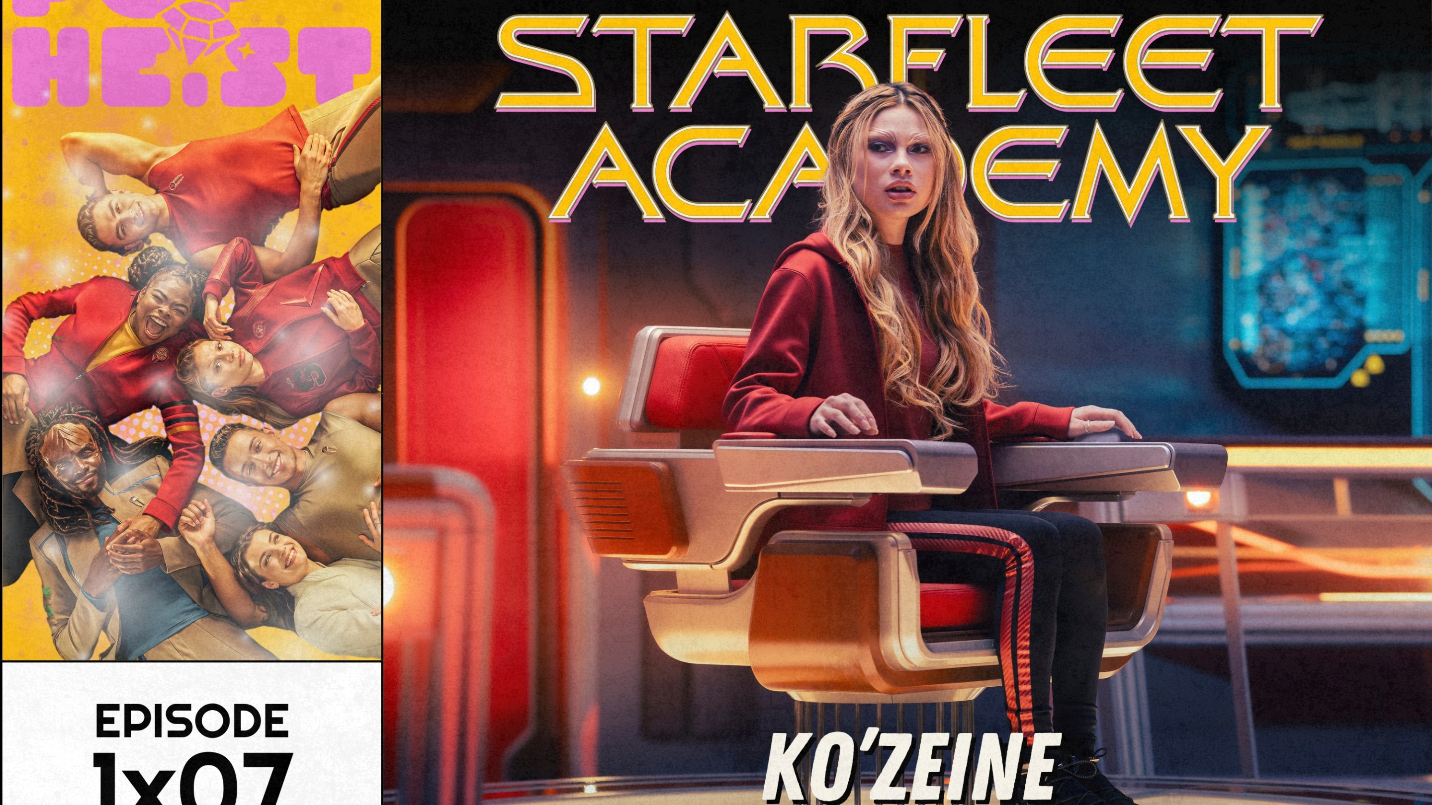 Starfleet cadet in captain's chair.