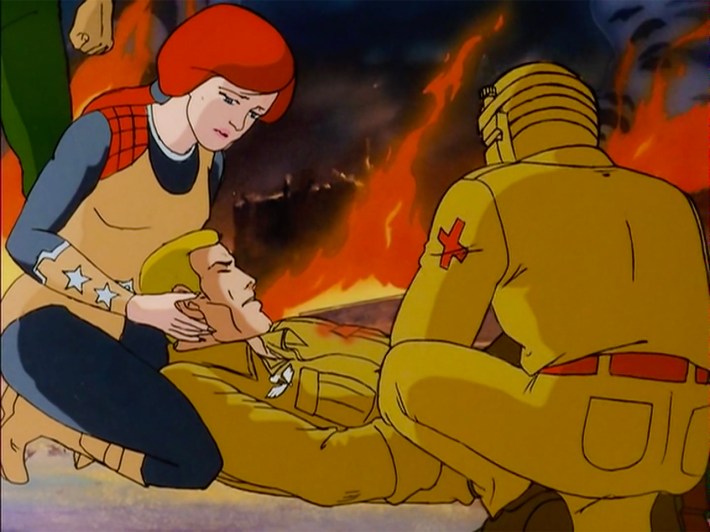 Scarlett cradling Duke as he does not die