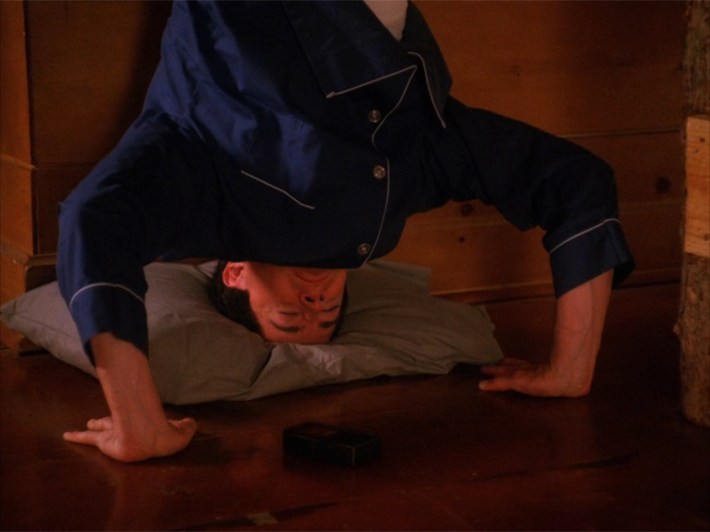 Cooper standing on head