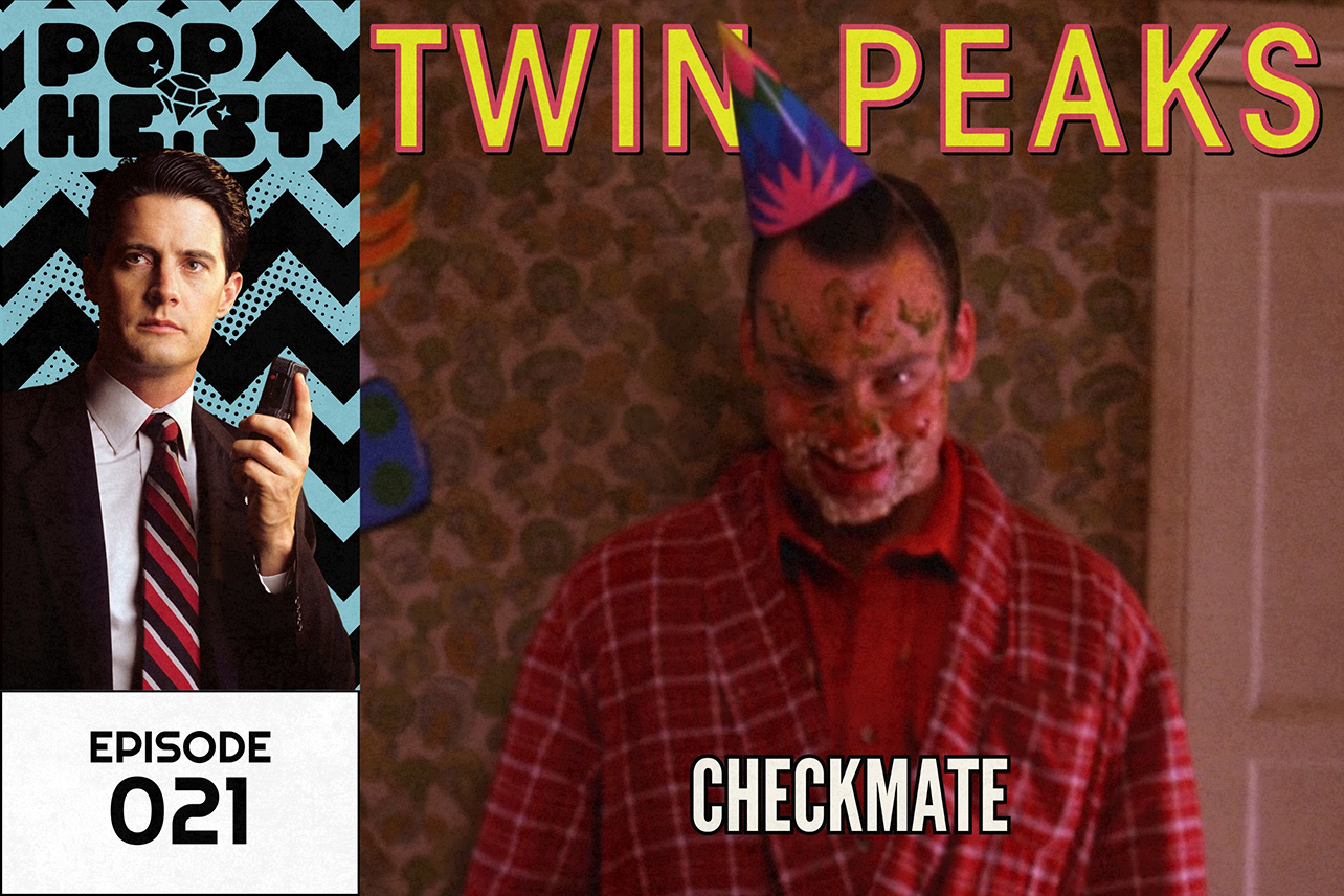 Guy with clown makeup and party hat looking scary