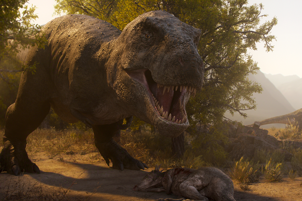 T-Rex over dead dino