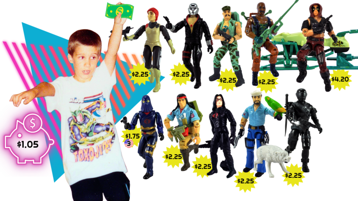 Brett as child with collection of GI Joe figures