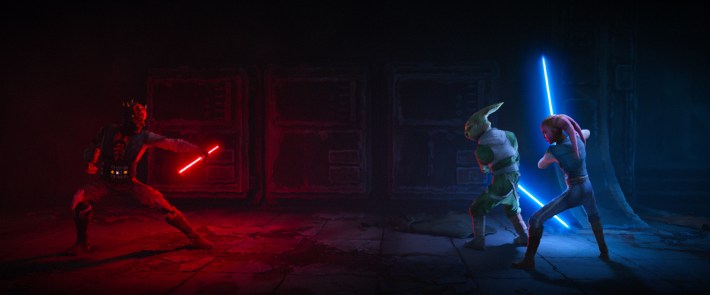 Maul, Master Eeko-Dio-Daki, and Devon Izara in Lucasfilm's STAR WARS: MAUL - SHADOW LORD