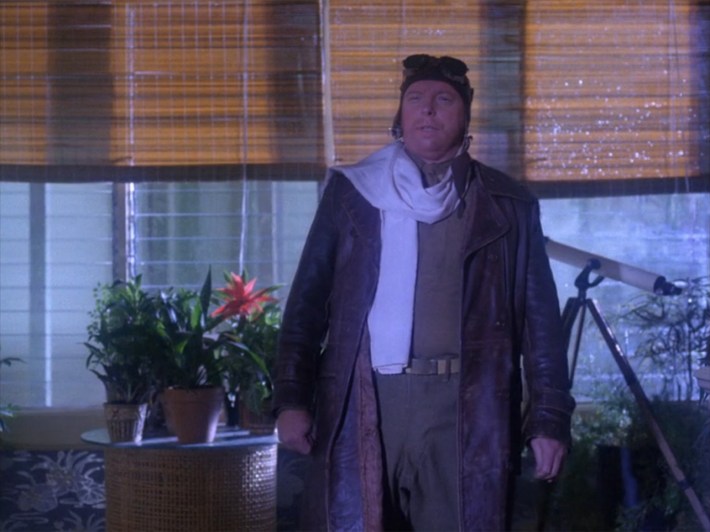 Major dressed as old timey pilot