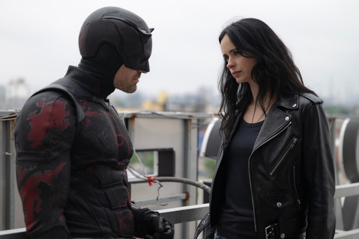 Matt Murdock/Daredevil (Charlie Cox) and Jessica Jones (Krysten Ritter)
