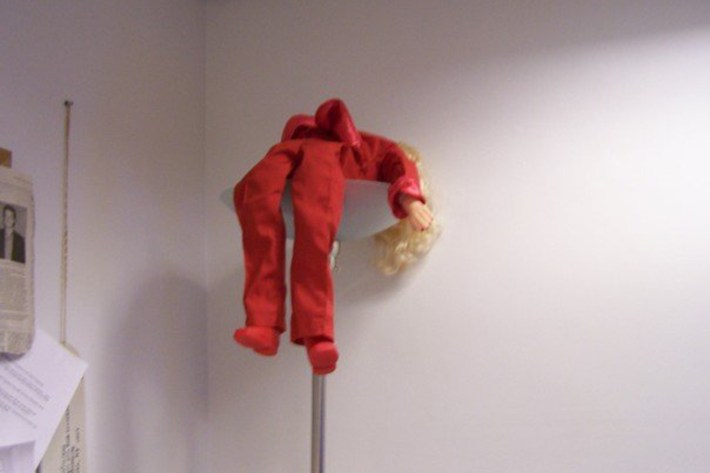 Dot Miller flung over a lamp