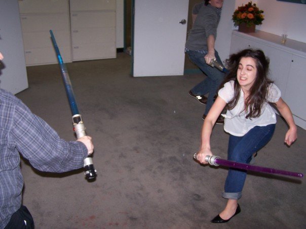 Danielle with lightsaber