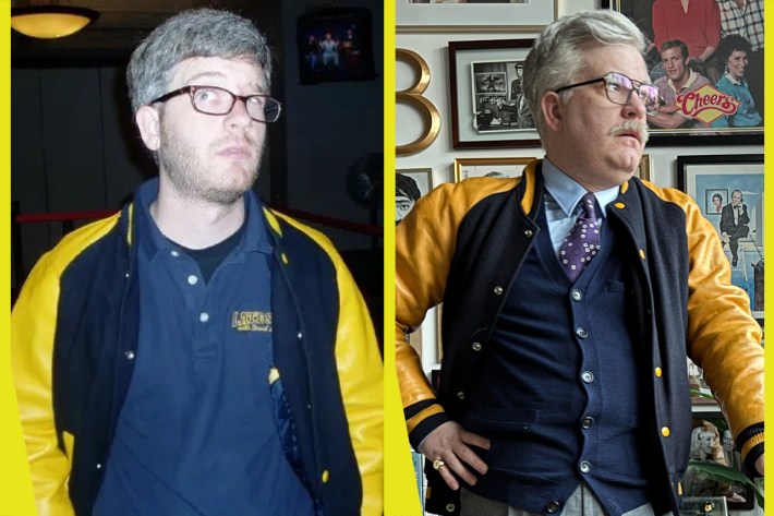 Brett in page jacket 15 years apart