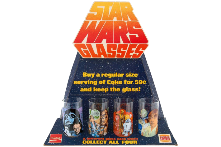 Star Wars Burger King glasses display