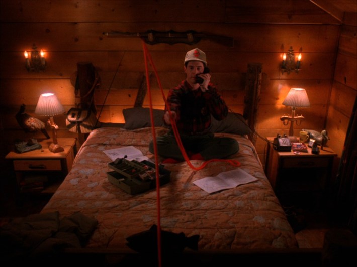 Dale fly fishing from bed