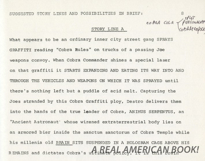 Text of Ron Friedman's ideas for GI Joe the Movie