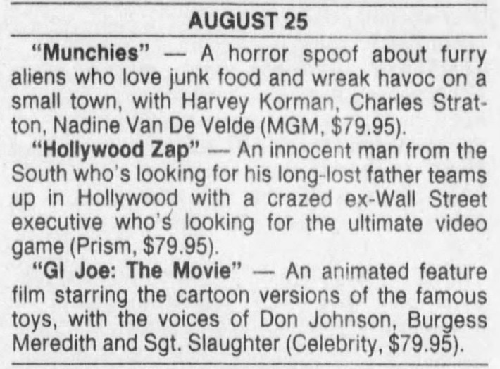 Newspaper ad for GI Joe the movie's release