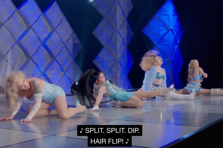 The split split, dip, hair flip moment