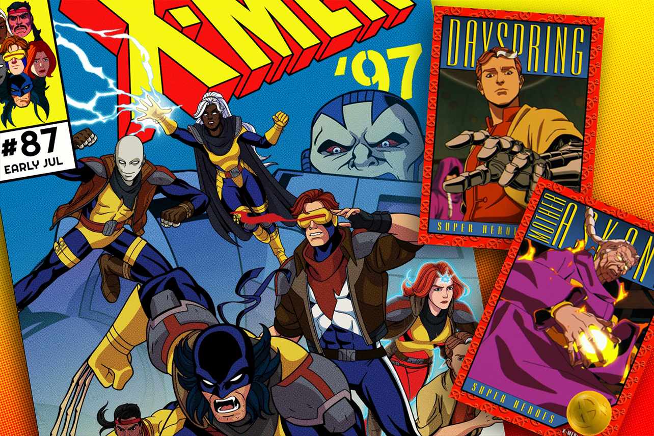 X-Men 97 comic with Dayspring and Mother Askani trading cards
