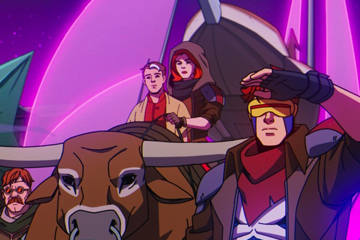 Jean Grey (voiced by Jennifer Hale) and Cyclops (voiced by Ray Chase)
