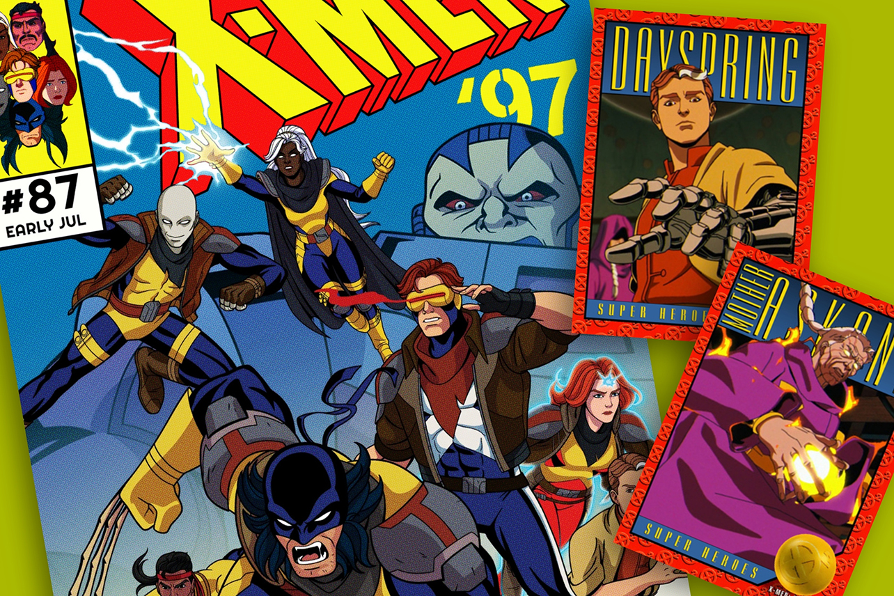 X-Men 97 comic with Dayspring and Mother Askani trading cards
