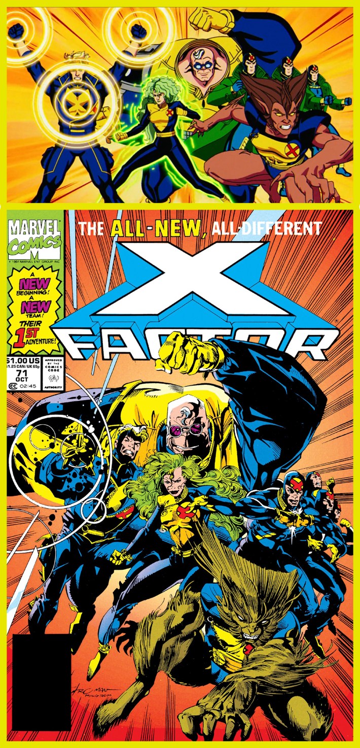 X-Factor in opening credits and comic
