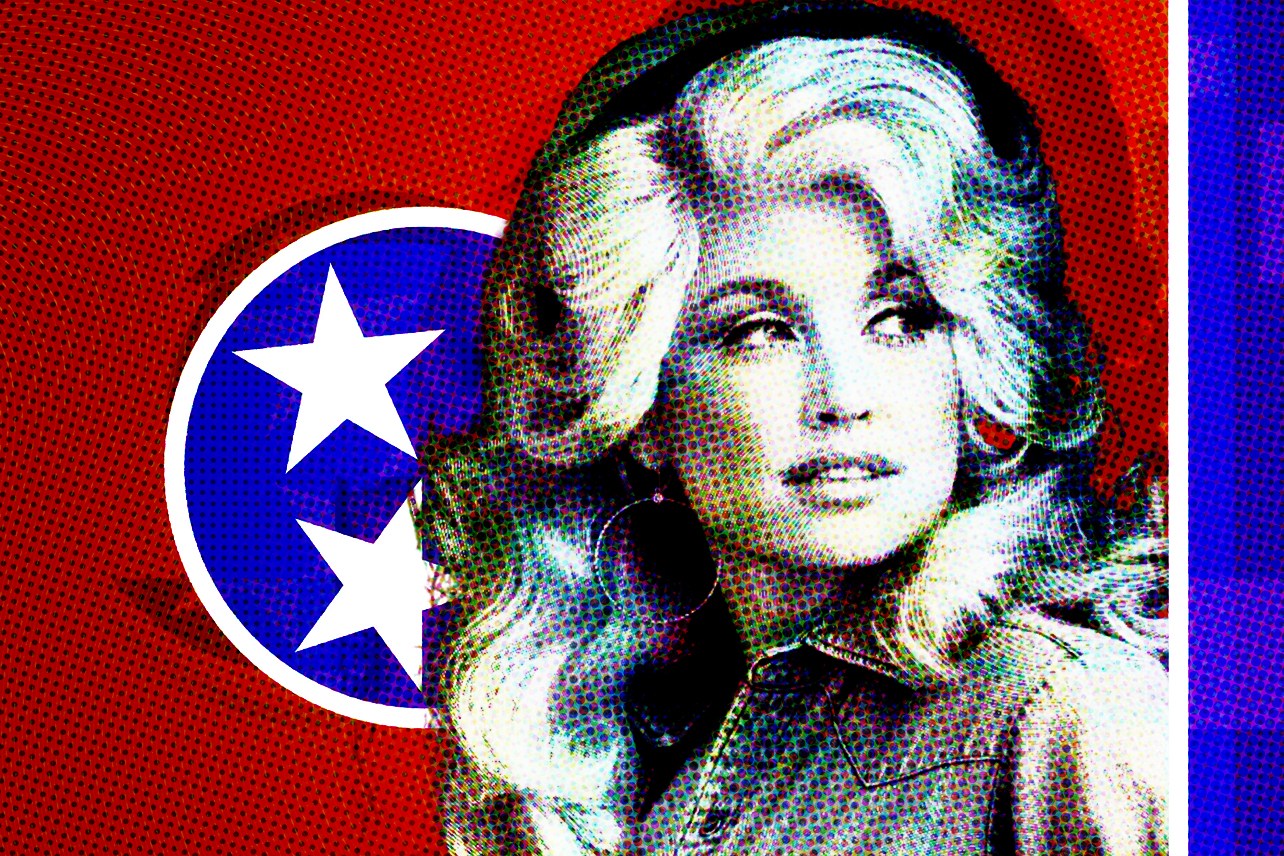 Dolly Parton and TN flag