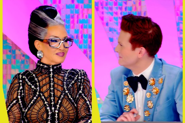 Michelle and Rhys looking confused