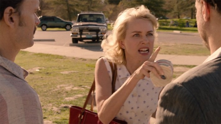 Janey yelling at men