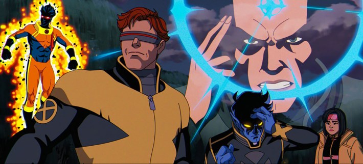 Sunspot, Cyclops, Xavier, Nightcrawler, Jubilee
